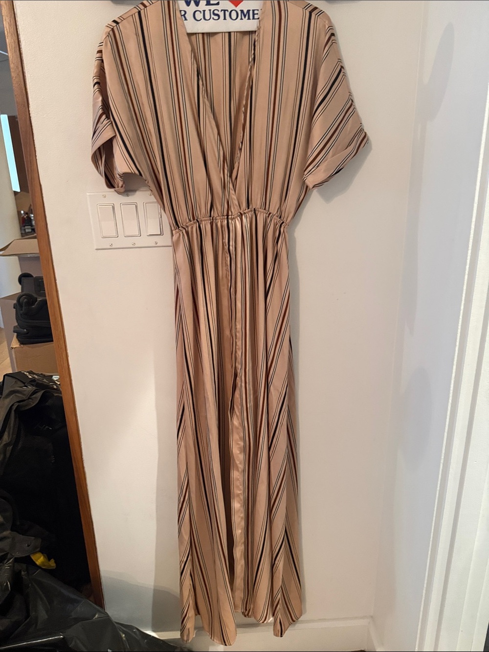 Simonetta Pink and Brown Striped Silk Scarf